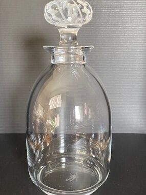 Lalique France Saint Hubert Crystal Decanter Oak Leaf Stopper Signed 9.25"H